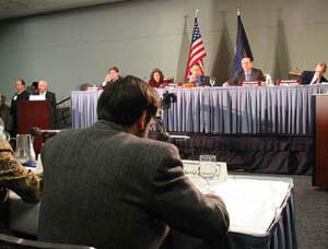 Dr. David Croteau testifies at FCC hearing.

Photo by Mike Frontiero, University News Services