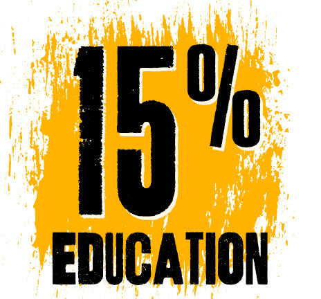 15% education