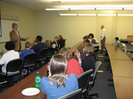 On Monday, April 21, 16 students from Richmond's Albert Hill Middle School and their teacher visited Virginia Commonwealth University to use a new interactive software program to learn about science and technology. The middle school students have been e-mentored by computer science students in VCU's School of Engineering.  The project is called "Worlds for Information Technology and Science" (WITS) and was designed by Cornell University to interest young students in the fields of math, science, engineering, and technology. VCU is one of four sites in the country involved with this demo project, which is funded by National Science Foundation. VCU intends to expand this program to other area middle schools with VCU students serving as mentors.  Photos by Grace Olsen. 