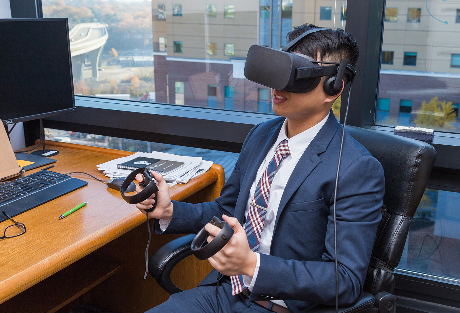 David Vu, a fourth-year doctoral candidate in the School of Pharmacy, created an app, AnyWear VR, that is meant to help reduce anxiety for children with autism spectrum disorder and make them more comfortable in healthcare situations. Contributed photo.