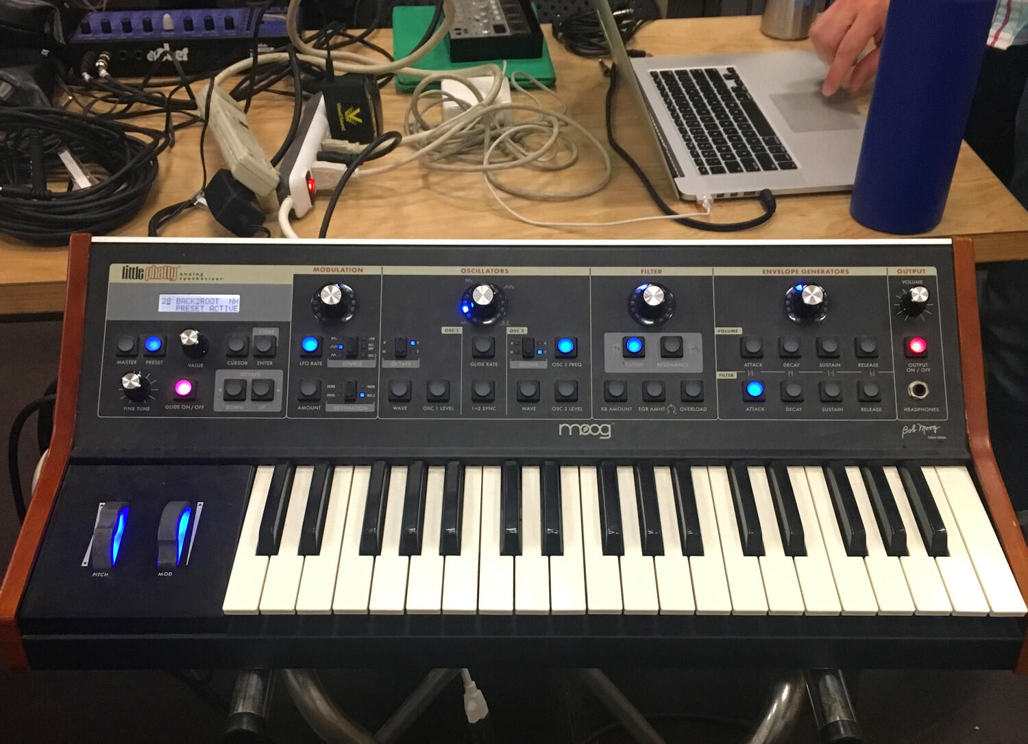 A keyboard used in the “Synthesized Sound: The Art of Beeps, Blips, and Twisting Knobs” workshop. 