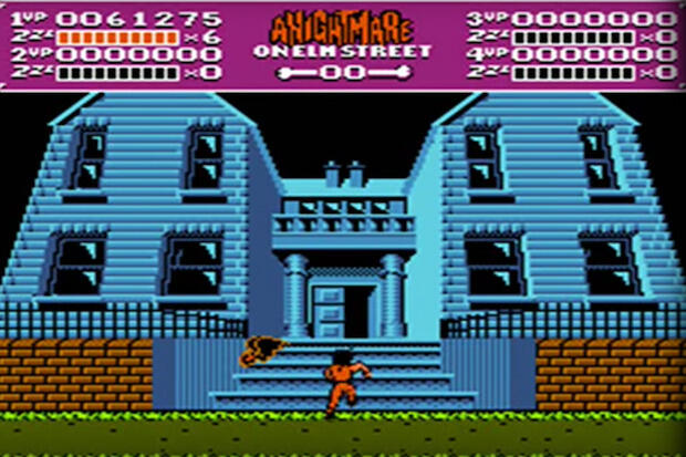 A screenshot of the Nintendo Entertainment System game \"A Nightmare on Elm Street.\"