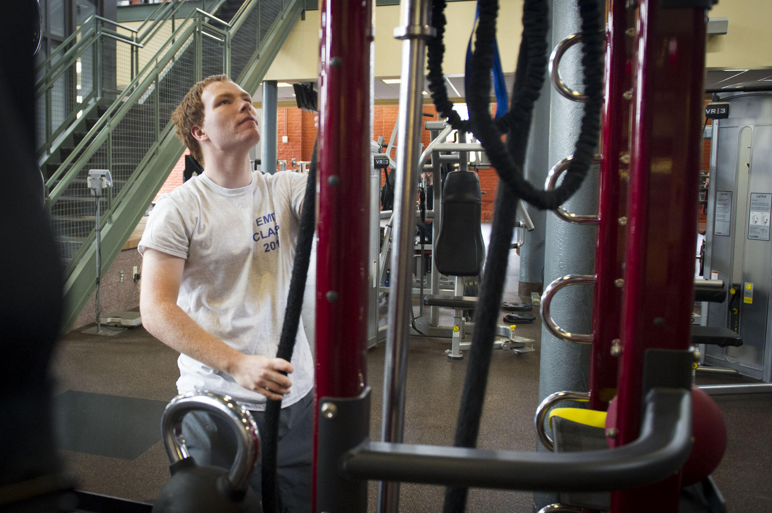 Allen, who aspires to attend medical school one day, says the workouts are good for mind and body. “It’s nice to come here and have something else to think about — because you can’t think about anything else while you’re struggling to lift heavy things," he said. (Julia Rendleman, University Marketing)