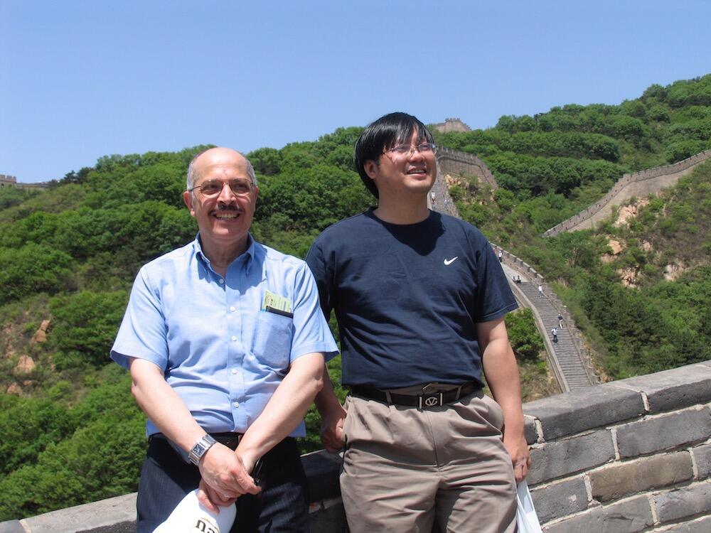 Mohamed Gad-el-Hak, Ph.D., and Cunbaio Lee, Ph.D., of the University of Peking, stand on the steps of the Great Wall of China. (Photo courtesy of Mohamed Gad-el-Hak)
