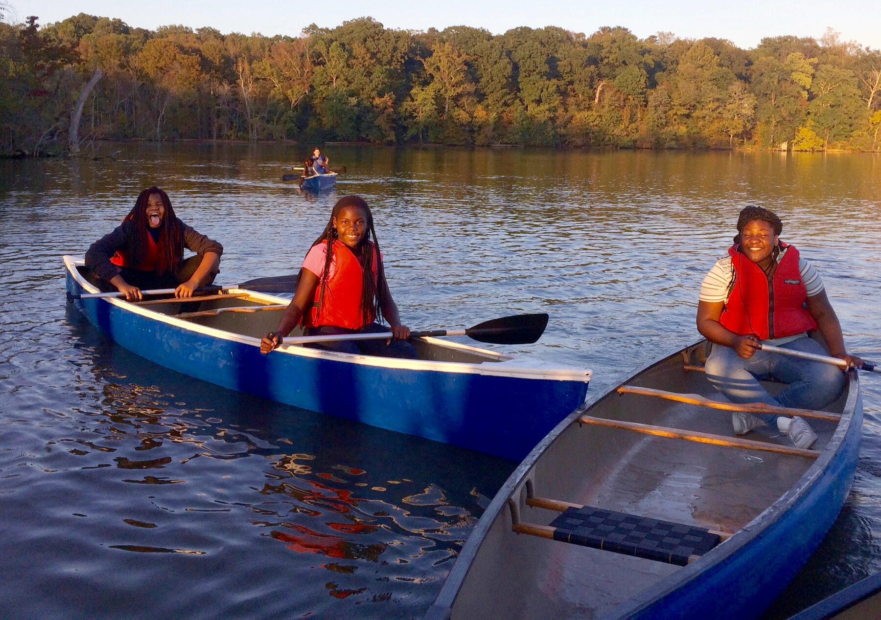 Blue Sky Fund students canoe on the James at the Rice Rivers Center in October.