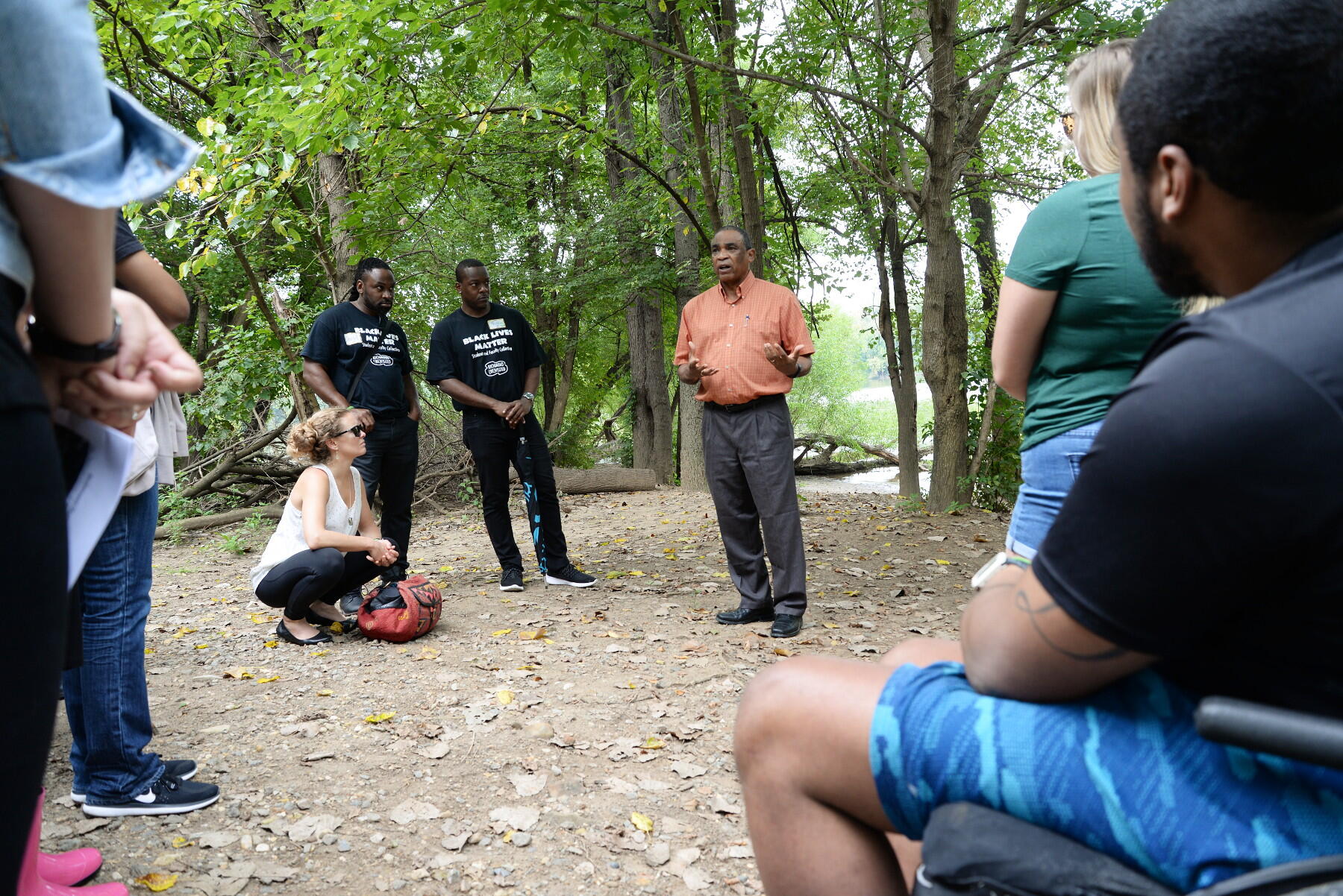 Rev. Sylvester L. "Tee" Turner, pastor of Pilgrim Baptist Church and a longtime Richmond community leader, talked at Great Shiplock Park about Richmond's history and how the impact of "post-traumatic slavery syndrome" continues to be felt today.