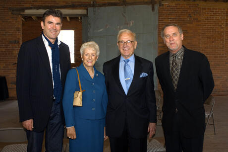 (From left to right) Clive Wilkinson, one of the architects for the VCU Adcenter’s new facility; Dianne and Kenneth Wright, who donated the Central Belting Building to VCU; and Rick Boyko, managing director of the VCU Adcenter, at the March 23 groundbreaking ceremony.   
