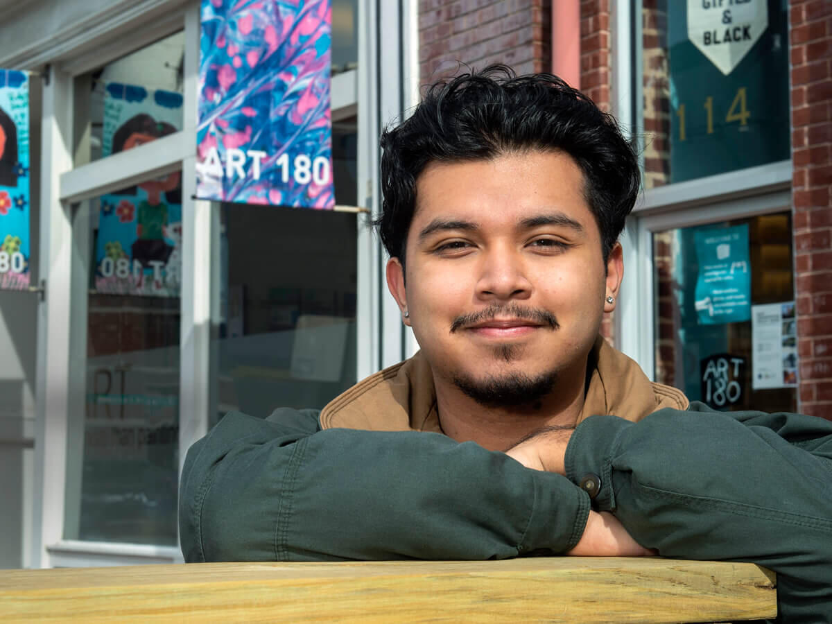 Communication arts major Geovanny Mejia has been immersing himself in the city's arts scene since high school, when he started participating in programs at the nonprofit youth organization Art 180.
