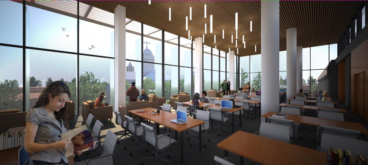 Renderings of the planned Cabell Library expansion and renovation. 