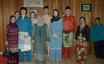 The VCU group toured Borneo and learned about its culture by interacting with the people.  Here, they participate in a traditional Malay (Malaysian Muslim) wedding event. Photo provided by Stephanie Davenport. 