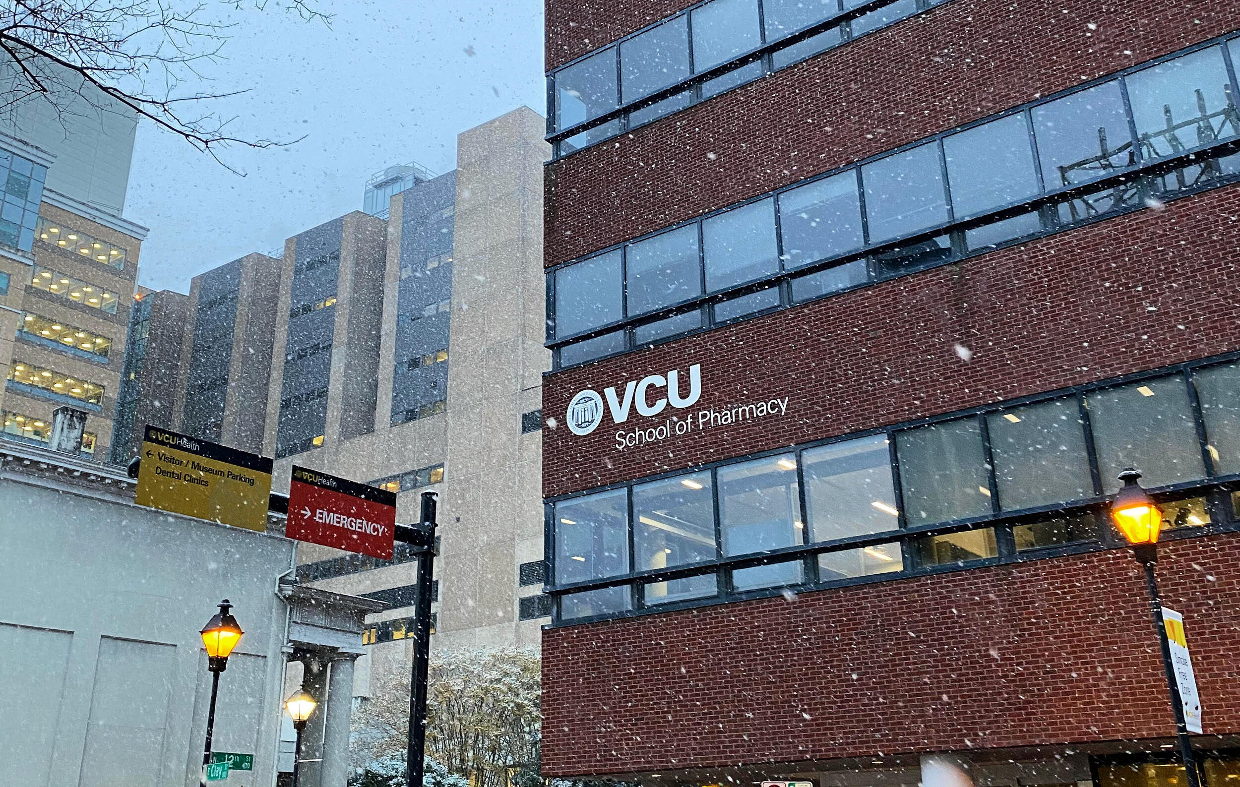 School of Pharmacy in the snow
