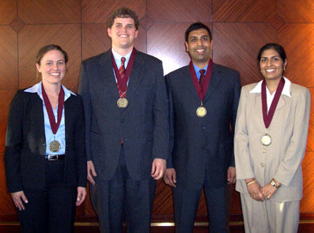 From left Emily Tafel, Zach McCluskey, Joga Ivatury and Veronica Sikka took first place in the 2006 CLARION National Case Competition.

Photo courtesy of VCU’s Department of Health Administration