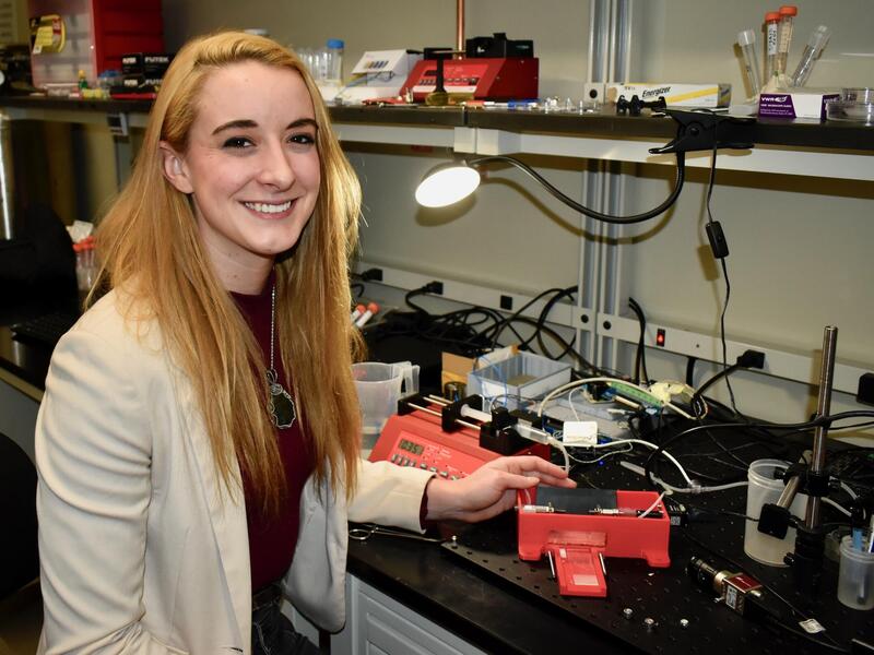 A student in a laboratory.