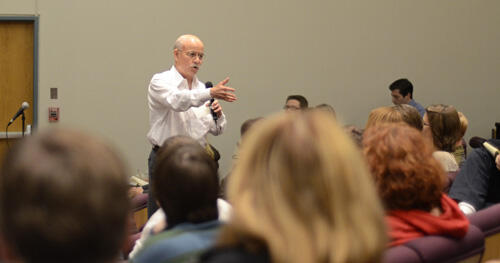 Jeremy Rifkin, an international economics adviser and senior lecturer at the Wharton School of the University of Pennsylvania, presented topics from his latest book, "The Third Industrial Revolution: How Lateral Power is Changing Energy, the Economy, and the World," at VCU's inaugural Sustainable Academics speaker series. Photos by VCU energy assistant Chris Sempek