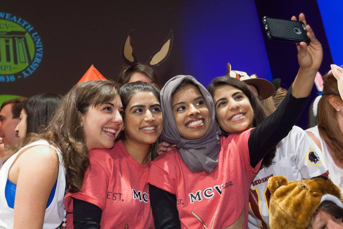 Classmates Katie Waybill, Fatima Chaudhri, Sheerin Habibullah and Ellie Balakhanlou snap a celebratory selfie after learning where they will spend the next three to seven years for residency training. 