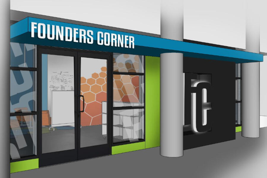 Rendering of the Founder's Corner.