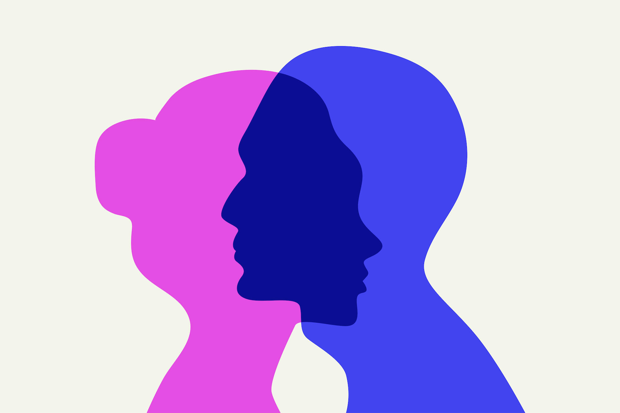 illustration of two overlapping silhouettes of people