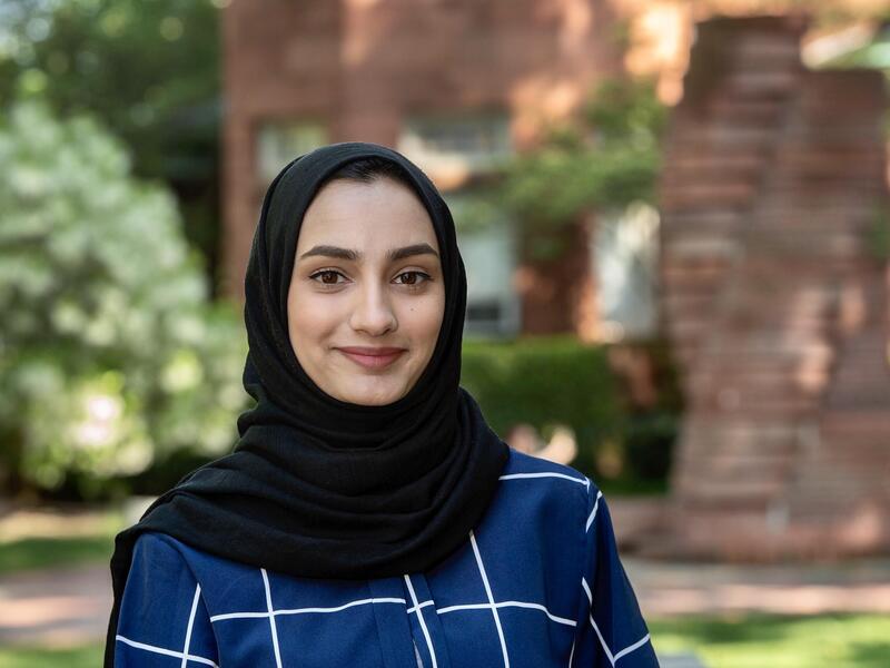 Samia Saleem, a psychology major, will be the student speaker on Saturday at VCU's spring commencement. (Photo by Kevin Morley, University Marketing.)