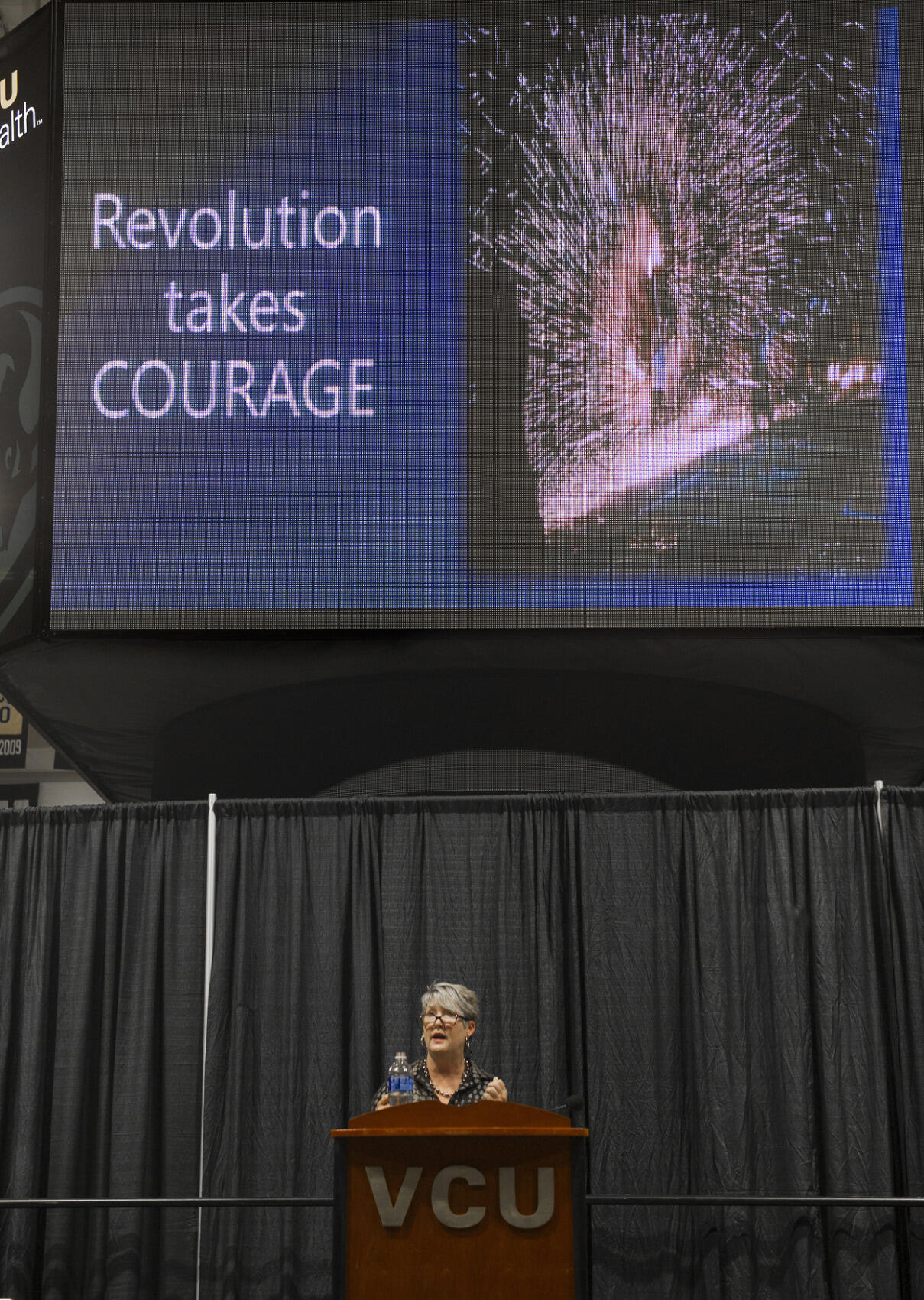 Allison M. Vaillancourt, Ph.D., vice president of business affairs and human resources at the University of Arizona, speaks during the Partnering for Progress conference.
<br>Photos by Kevin Morley, University Marketing.