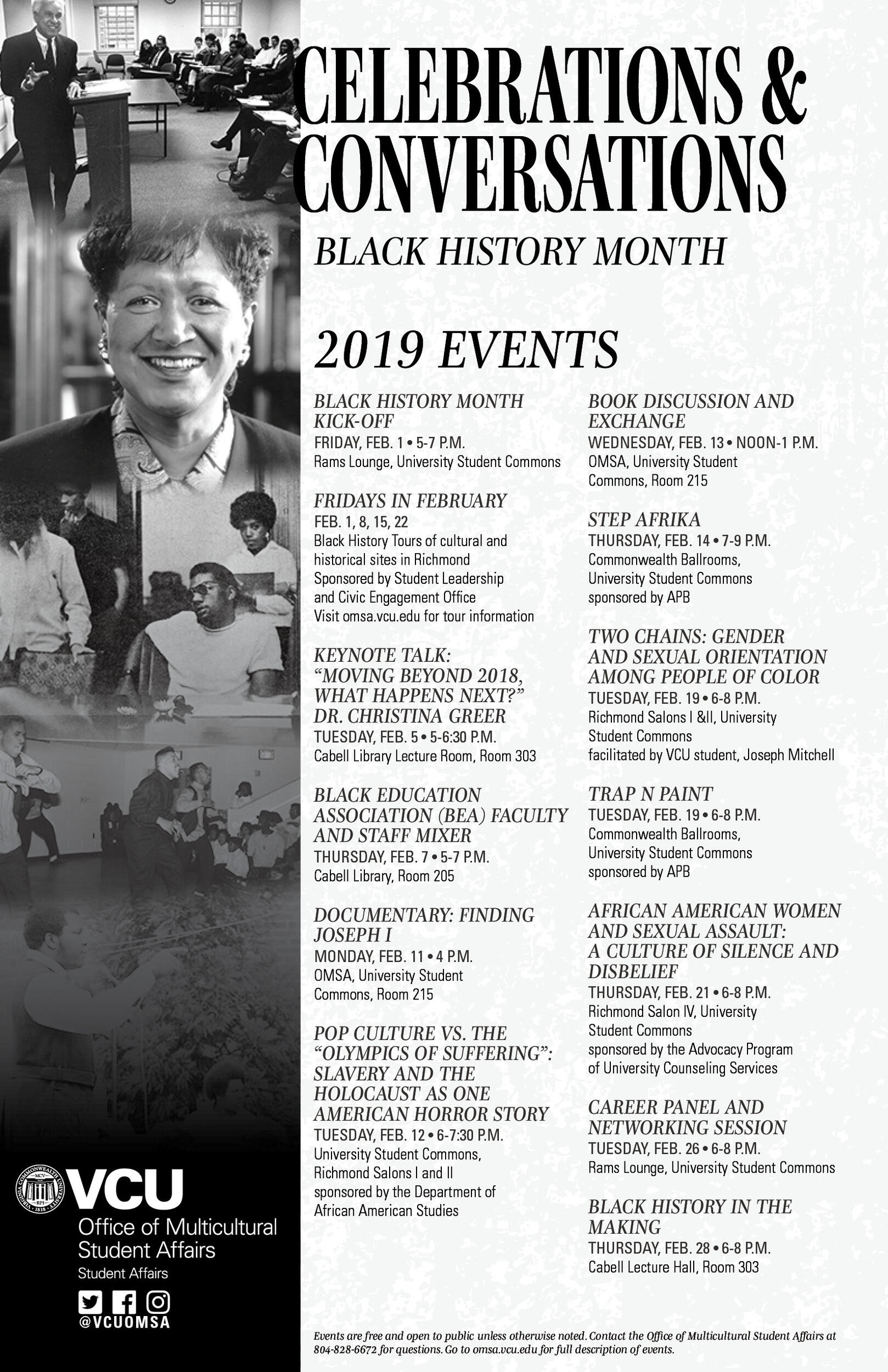 Poster of 2019 Black History Month events at VCU