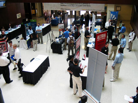 The School of Engineering Career Fair was held last week in the Qimonda Atrium of East Hall. At the event, the Northrop Grumman Foundation presented a check for $2,500 to the University Career Center, which partnered with the School of Engineering to hold the fair. The grant money will support diverse and sustainable programs that create innovation opportunities. 