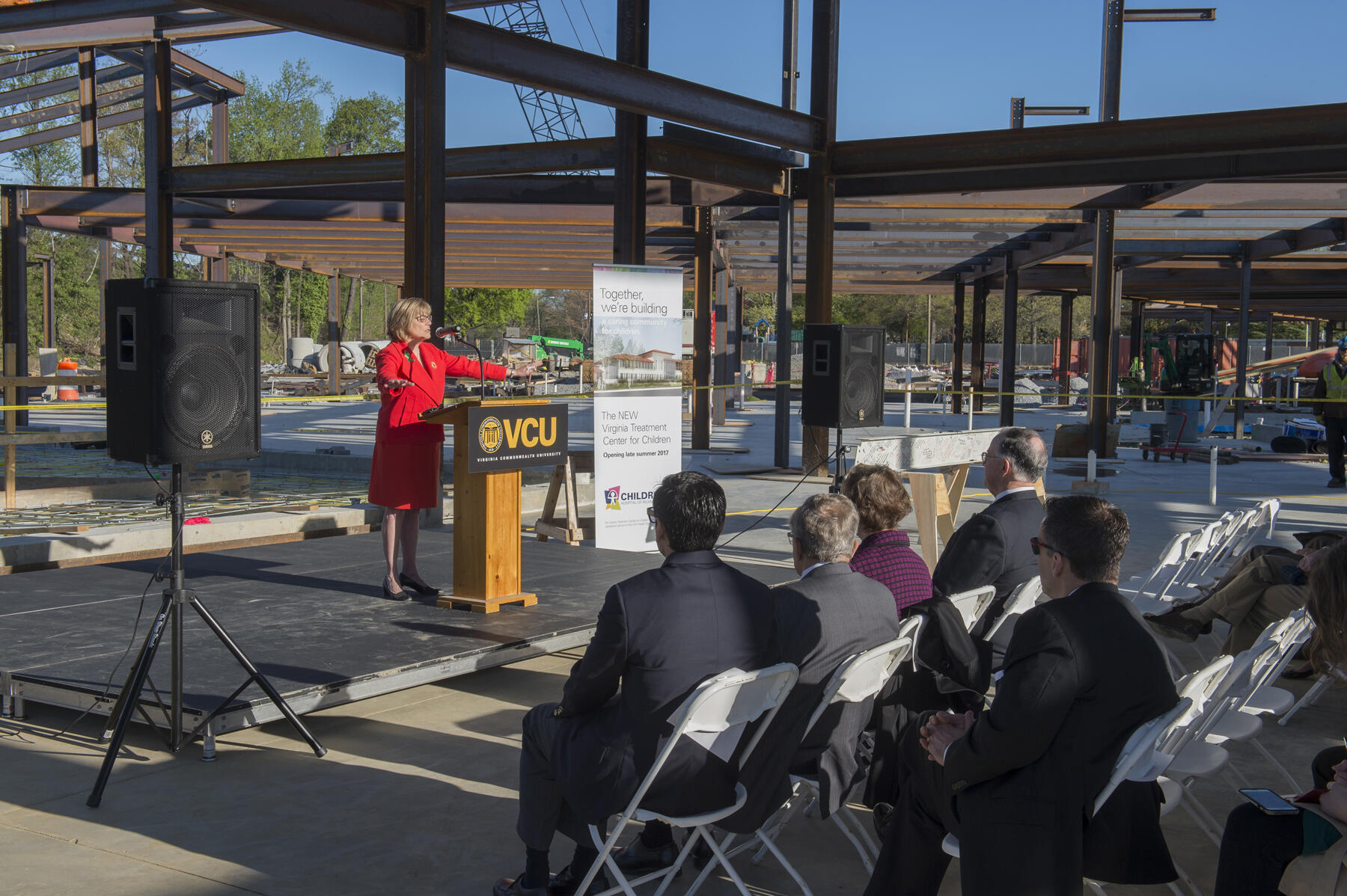 Leslie Wyatt, senior vice president of children’s services and executive director of CHoR, welcomes the new VTCC to CHoR’s Brook Road Campus.