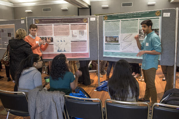 Undergraduate students present study findings at the annual VCU Poster Symposium for Undergraduate Research and Creativity, one of several events during the university's annual Student Research Weeks. (Photos by Kevin Morley, University Relations)