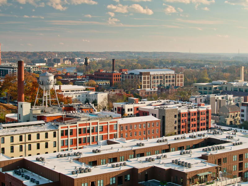 An aerial view of Richmond, Virginia.