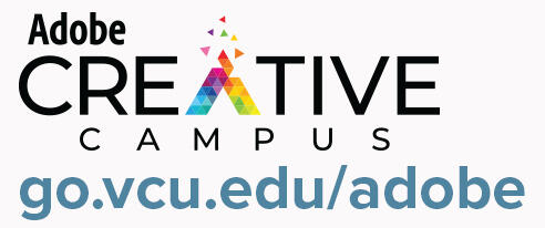 Text that read \"Adobe Creative Campus go.vcu.edu/adobe\"