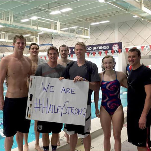 The “Hailey Strong” campaign spread across social media with help from athletes such as Olympic swimmer Ryan Lochte, at right.
