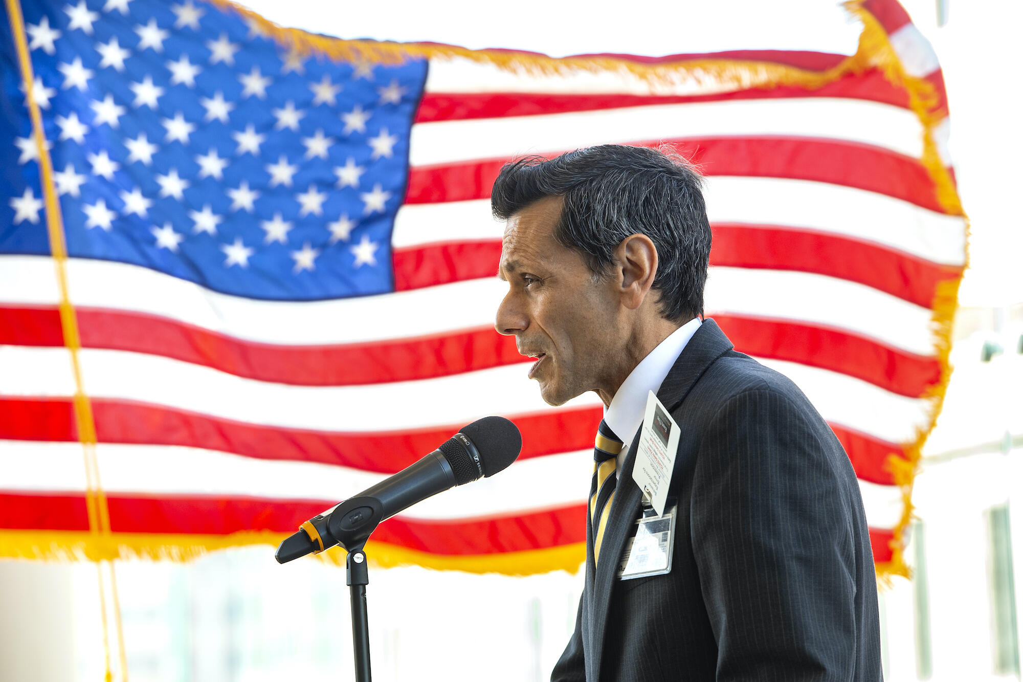 VCU President Michael Rao speaks at a news conference 