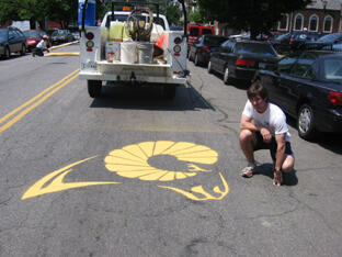 Completed Ram head on Floyd Avenue. Photo courtesy of Bryan Banning