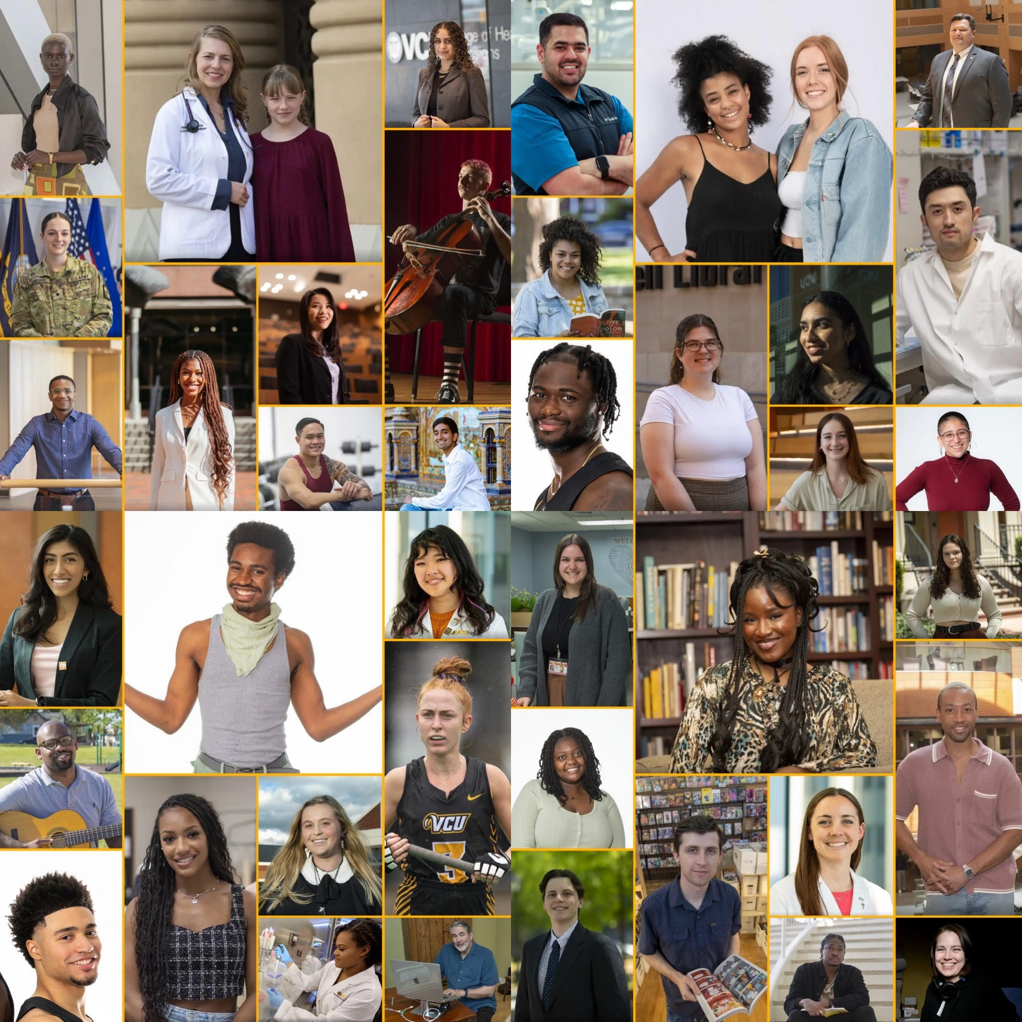 A collage of photos of student portraits 