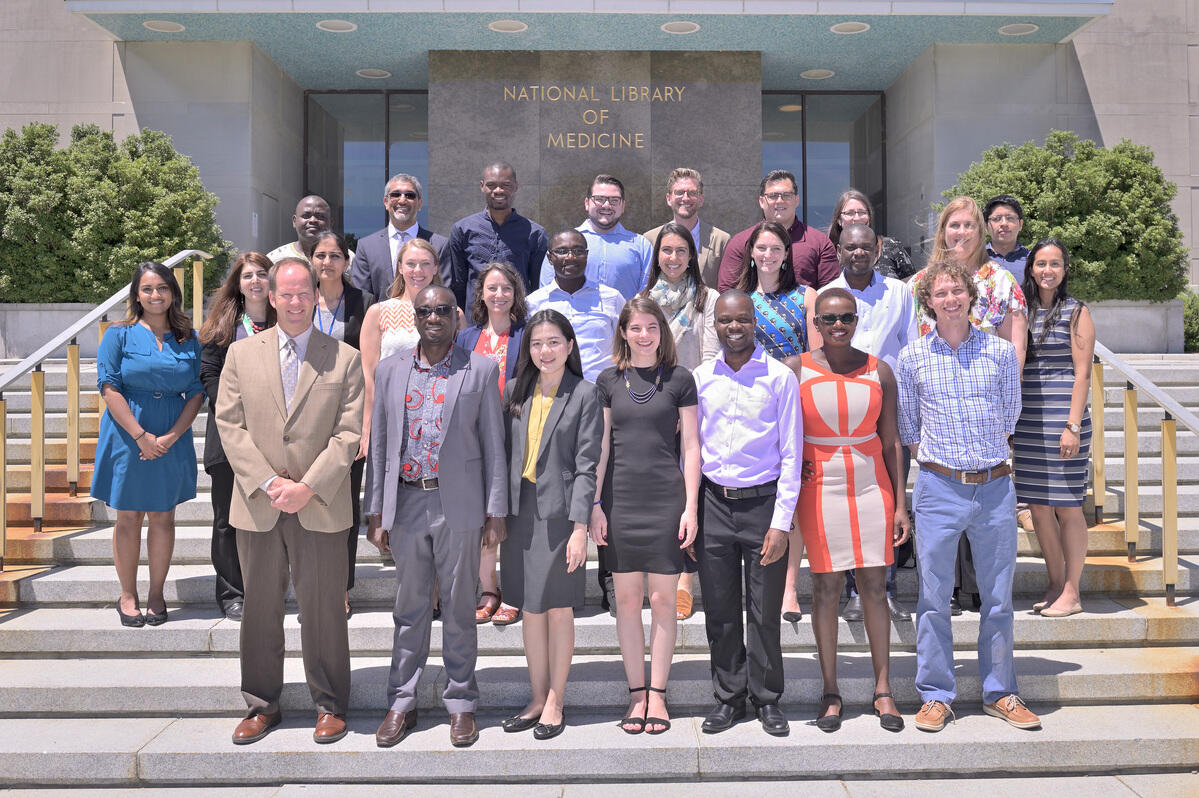 The 2019 class of Fogarty fellows pose together at the NPGH Fogarty Consortium. Helen Noble is second row, fourth from the left.
