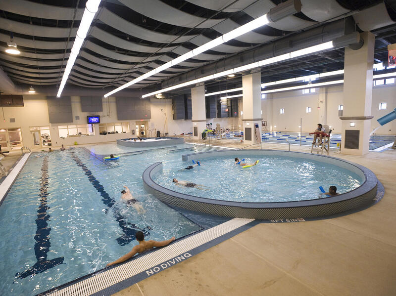 A photo of an indoor pool. 