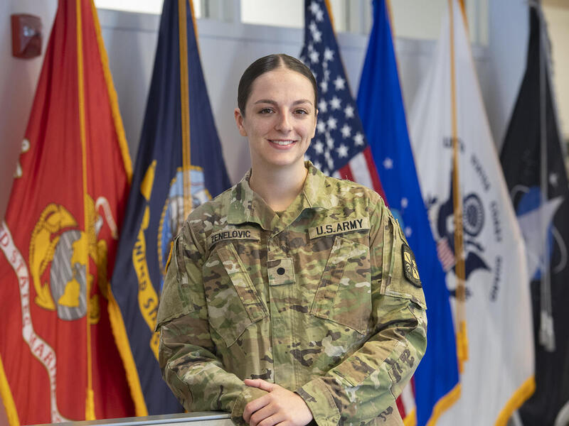 Gabriella Zenelovic, an international studies major with a minor in Middle Eastern and Islamic studies, joined the Reserve Officers' Training Corps at VCU. (Tom Kojcsich, Enterprise Marketing and Communications)