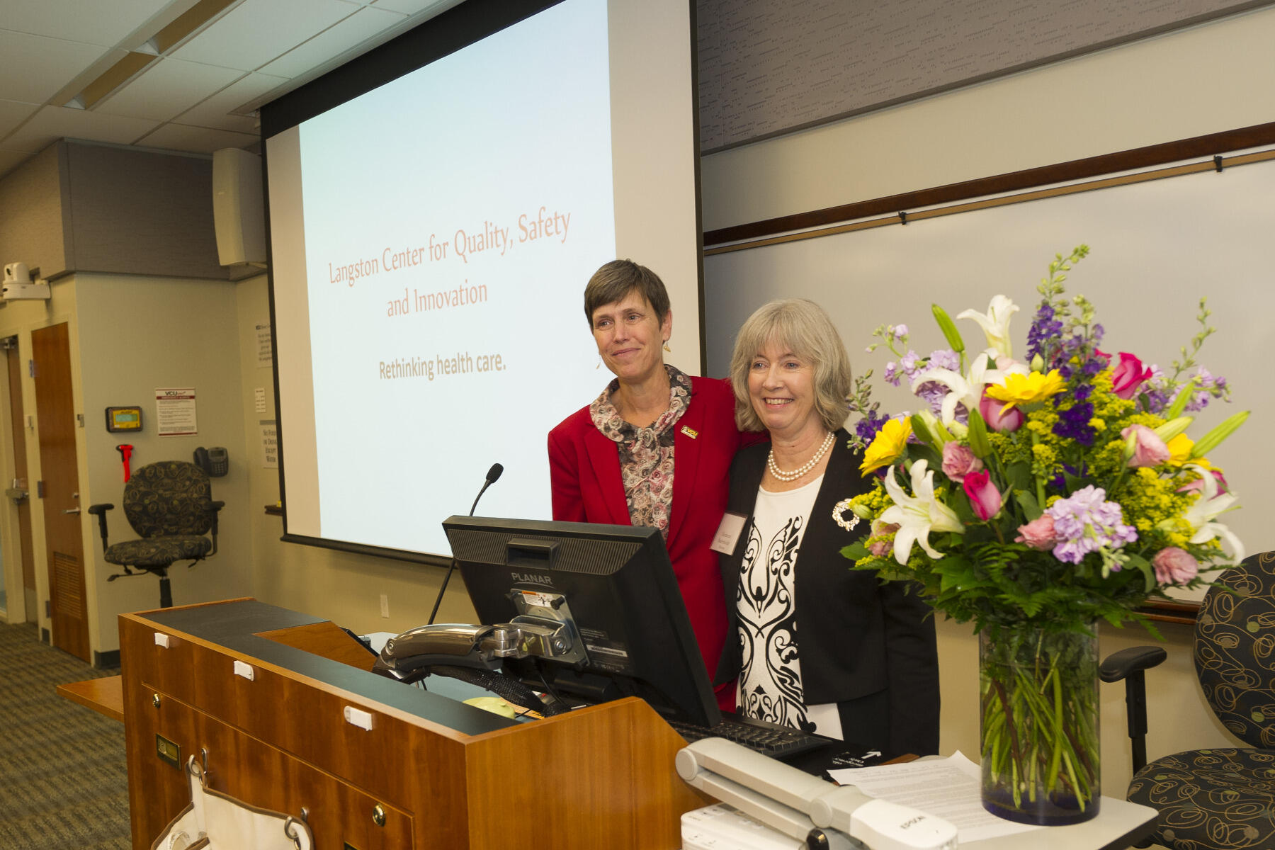 Langston Center director Marianne Baernholdt, Ph.D., with current VCU School of Nursing dean Jean Giddens, Ph.D.
