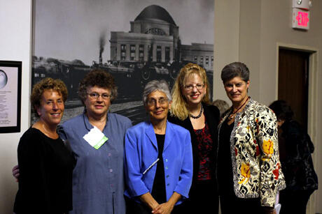 From left: Wendy Klein, M.D., associate professor emeritus of medicine, obstetrics and gynecology; Janett Forte, assistant professor of and program director for the VCU Institute for Women’s Health; Judy Norsigian, executive director and a co-founder of Our Bodies, Ourselves, Boston Women's Health Book Collective; Susan Kornstein, M.D., professor of psychiatry and Obstetrics and Gynecology and co-founder and executive director of the VCU Institute for Women's Health; and Judith B. Collins, associate professor emeritus, Schools of Nursing and Medicine and chair of professional advisory board, Institute for Women’s Health. Photo by Jeanne B. Schlesinger, VCU School of Medicine
