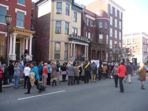 The group stopped at 919 W. Franklin St., where the Equal Suffrage League of Virginia was founded on Nov. 20, 1909. The house belonged to Anne Clay Crenshaw and was purchased by Richmond Professional Institute, now VCU, in the 1960s.