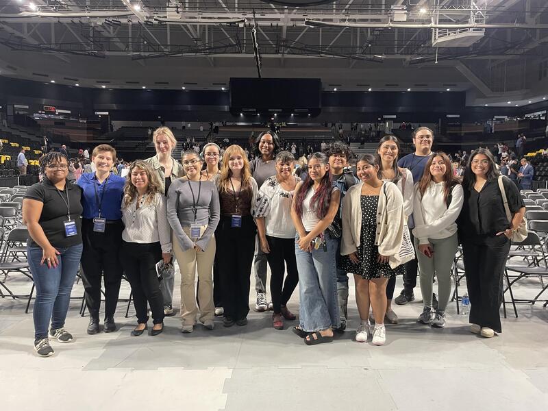 Anita Nadal, an assistant professor of Spanish in the School of World Studies, and her students served as volunteers at the naturalization ceremony at the Stuart C. Siegel Center on Sept. 18. (Photo by Brian McNeill, Enterprise Marketing and Communications).