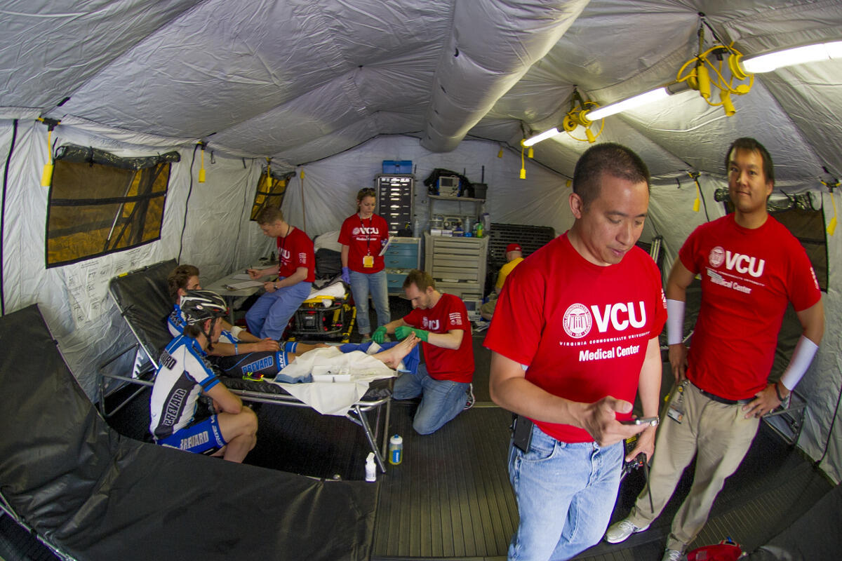 The medical tent at the 2014 USA Cycling Collegiate Road National Championships, of which VCU Health was also the exclusive medical sponsor.