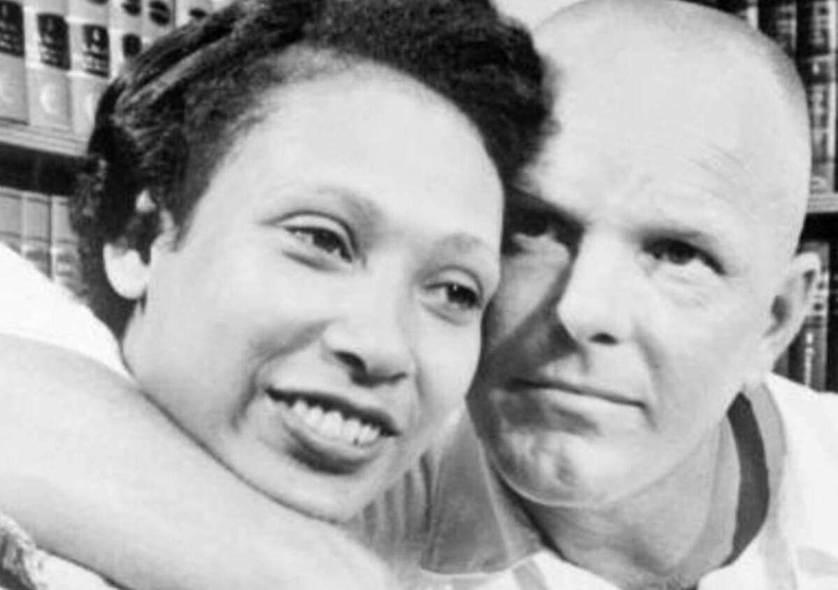 (Left to right) Mildred and Richard Loving with Richard's arm around Mildred. 