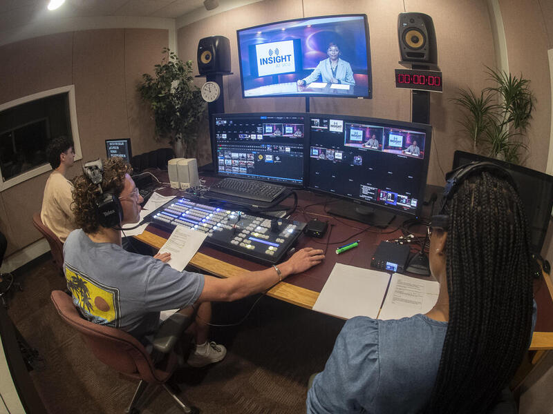 VCU InSight students take the lead on every aspect of the program’s regular newscasts. (Thomas Kojcsich, Enterprise Marketing and Communications)