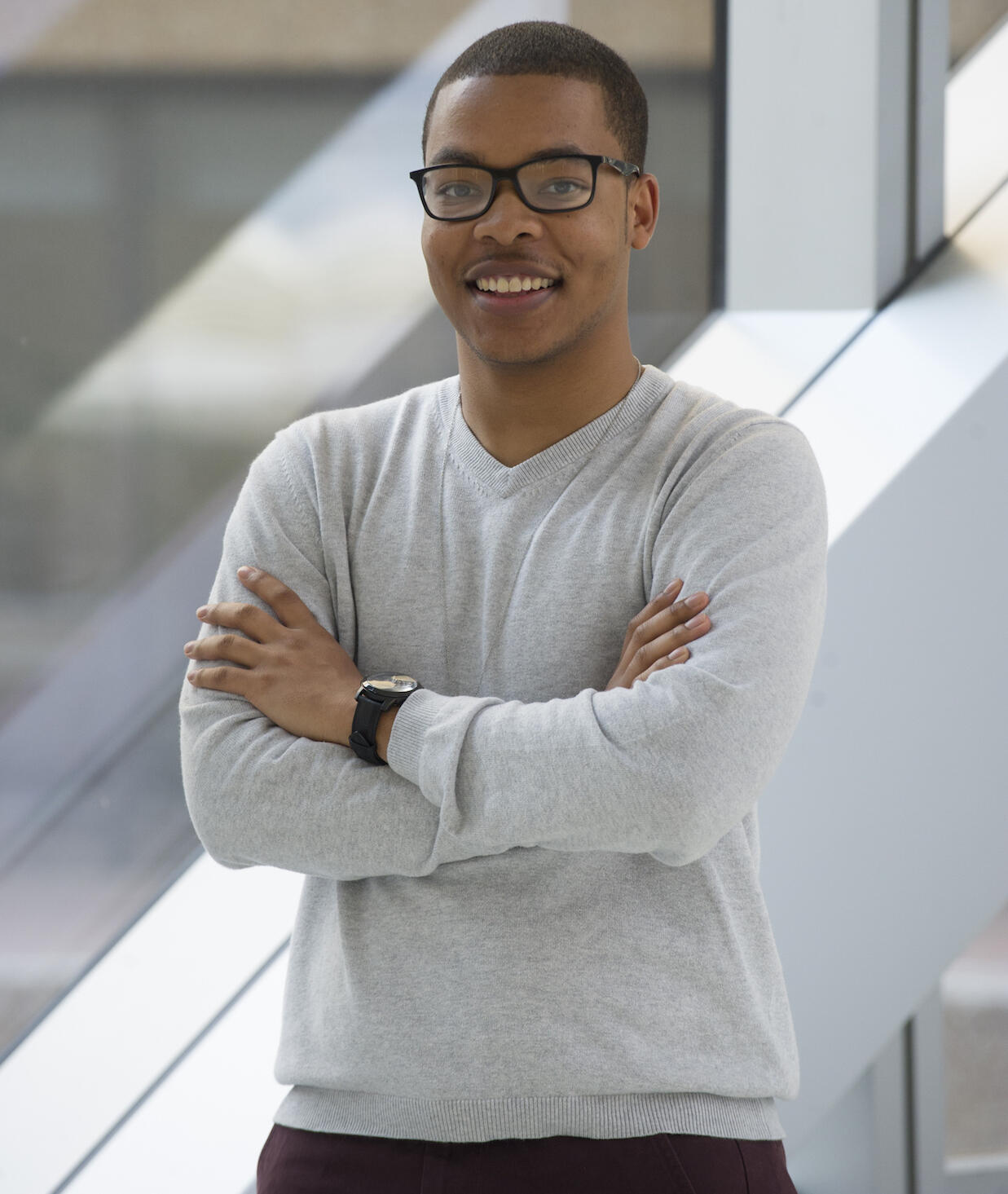 Justin Thomas, a rising senior in the College of Humanities and Sciences and a member of Black Men in Medicine, is working this summer in infection prevention at VCU Medical Center. (Julia Rendleman)