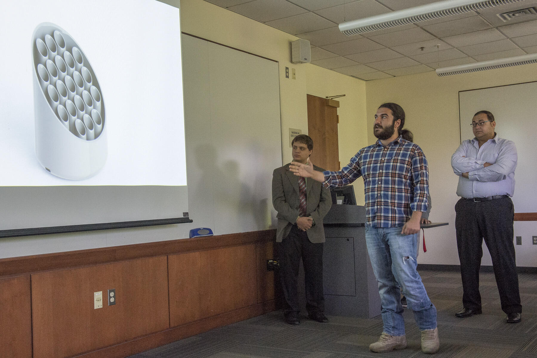 Students present their work. Photo by Allen Jones, University Marketing.