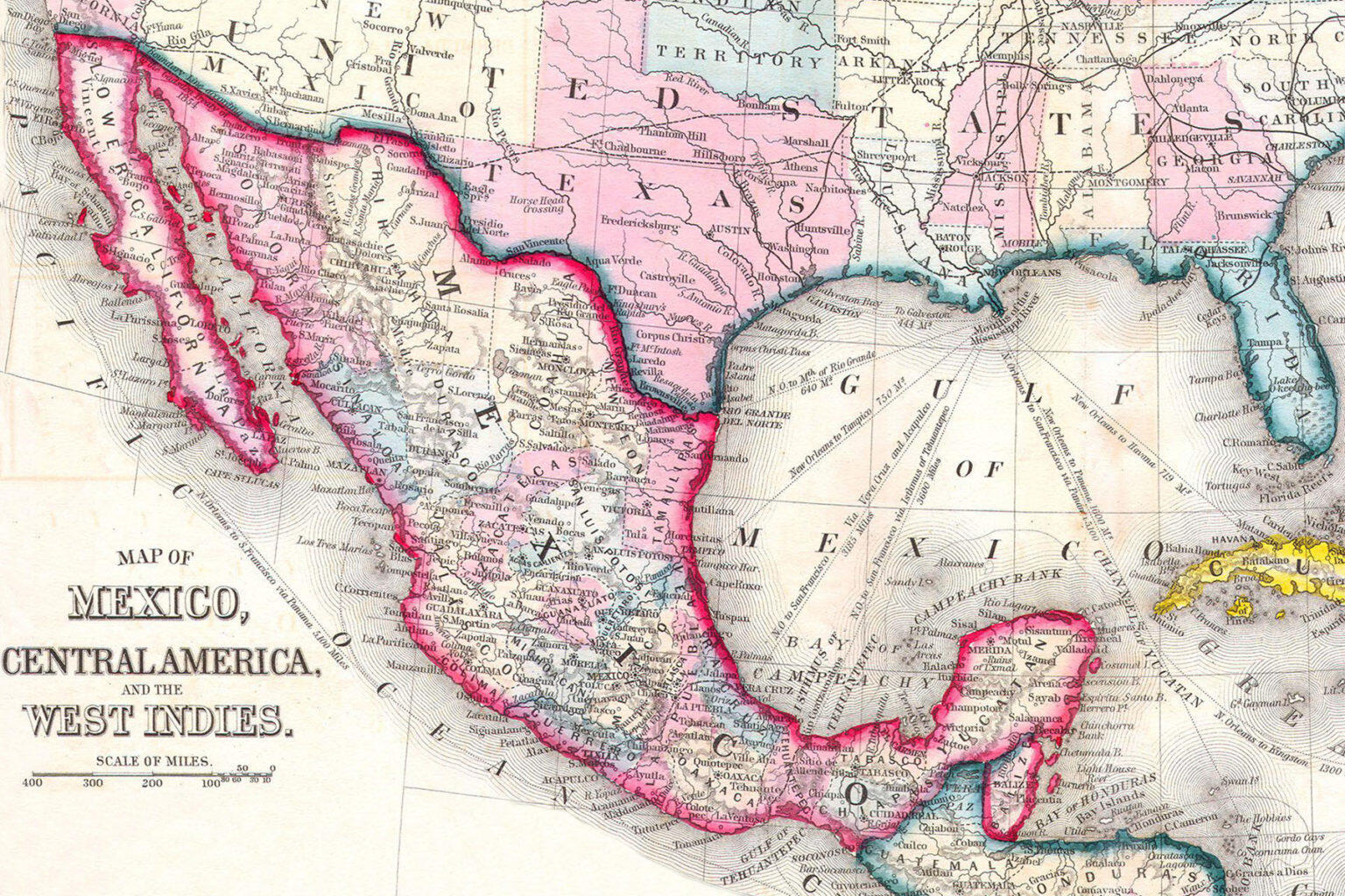 For some enslaved people in the south, escape to Mexico offered their best route to freedom. (Illustration/Samuel Augustus Mitchell, Public Domain, via Wikimedia Commons)