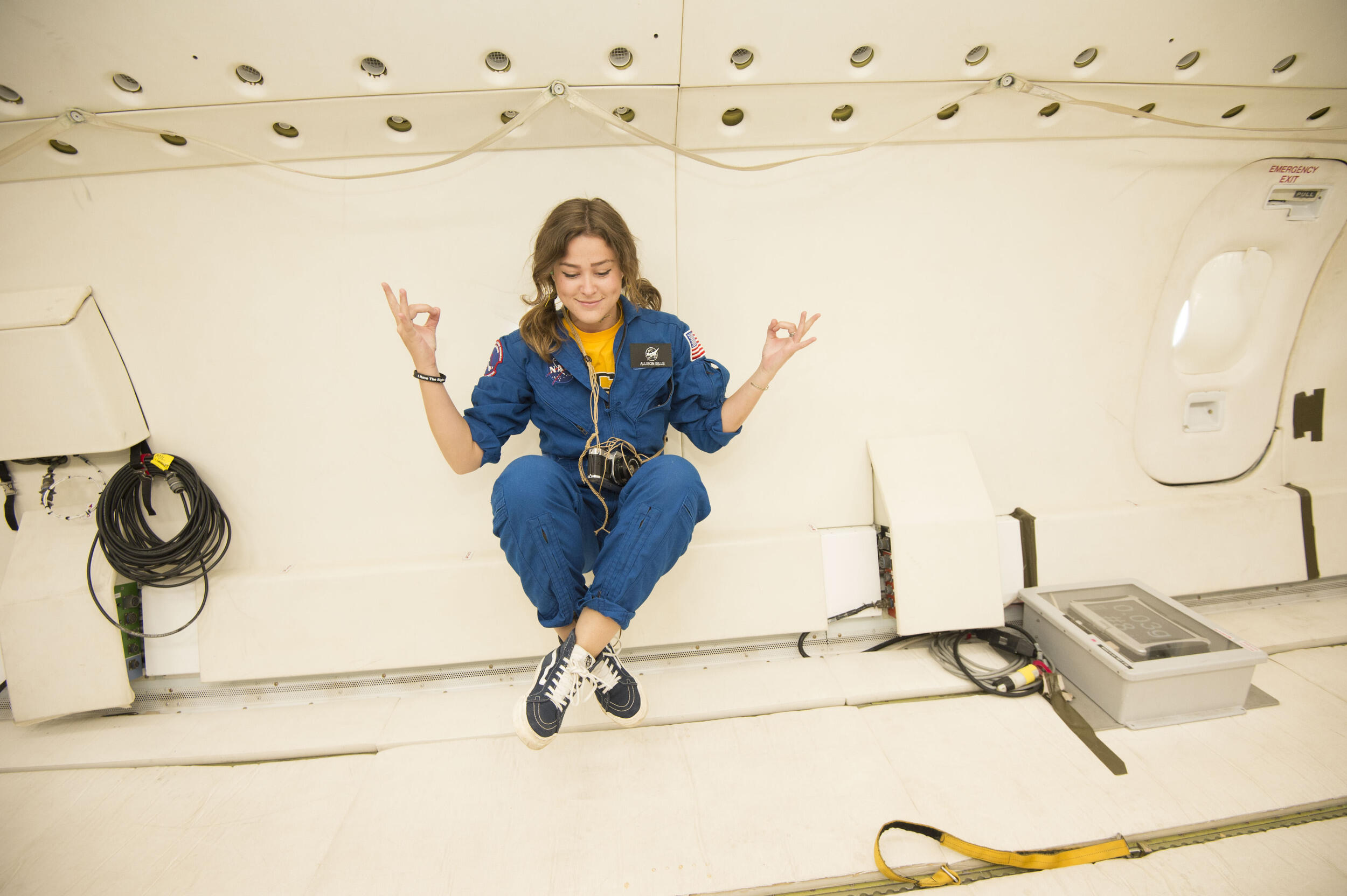 "Here's another photograph from zero-G! I started off on the ground of the plane and then just floated up to the top." 