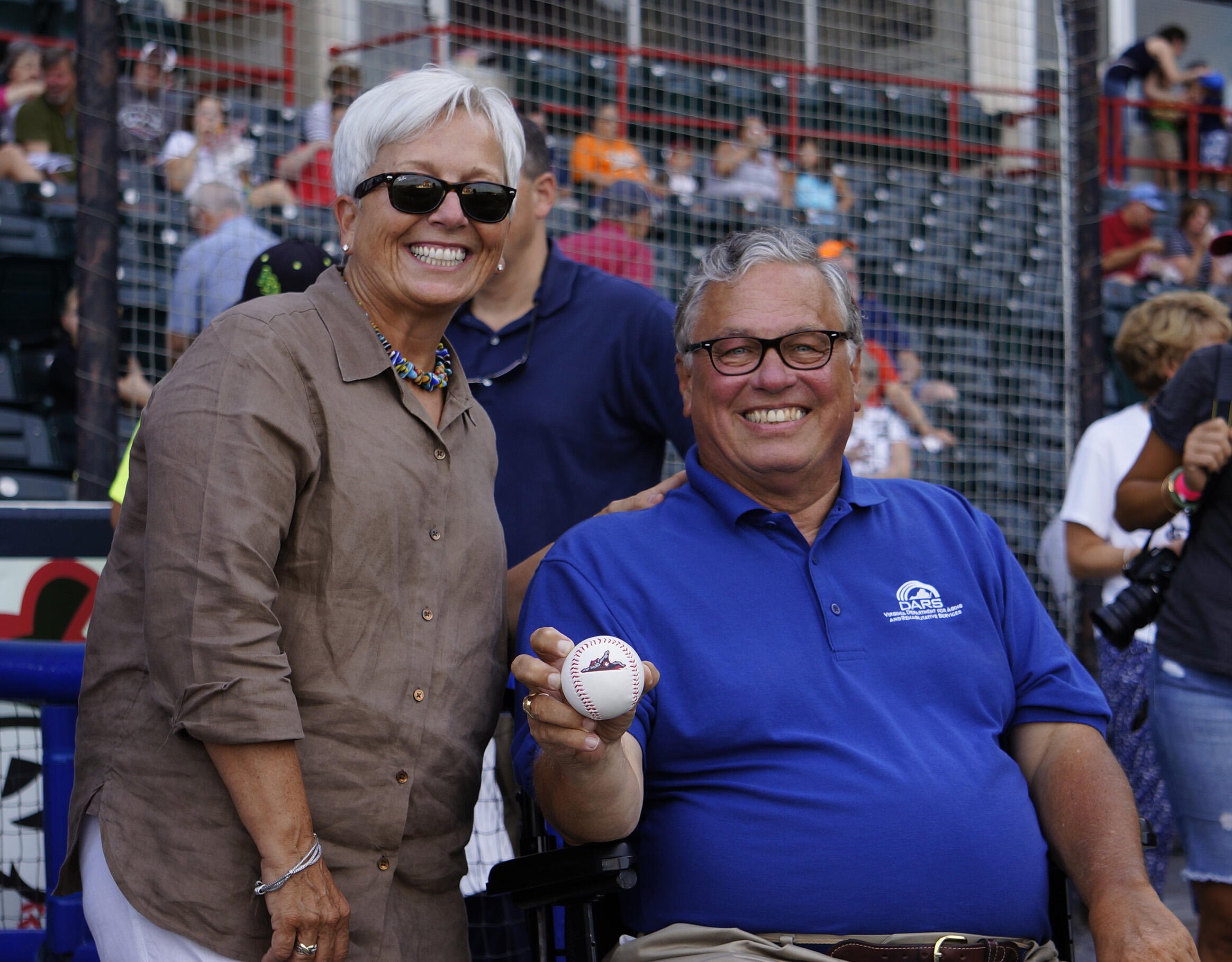 James Rothrock with his wife Jane at a Richmond Squirrels baseball games.