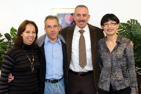 From left: Visiting scholars Eliete Sampaio Farneda and Pedro Poyato Sanchez, School of World Studies, Interim Director Osama Alami and visiting scholar Hong "Michelle" Zhang agree that international relationships are mutually beneficial to VCU and its partners. Photo by Melissa Gordon, VCU Office of University Communications and Public Relations.