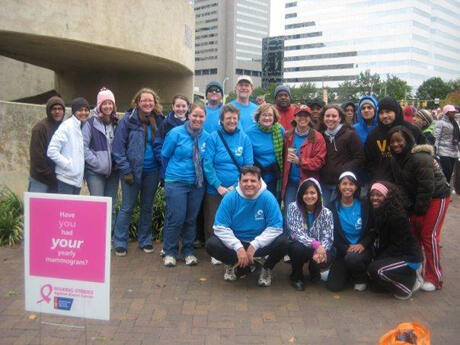 The 2009 radiation sciences team for the Making Strides Against Breast Cancer walk.
Photo courtesy of VCU’s Department of Radiation Sciences